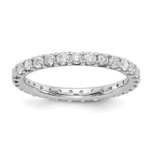 14k White Gold 1 Ct. Lab Grown Diamond VS/SI+ G+ Shared Prong Eternity Band Ring