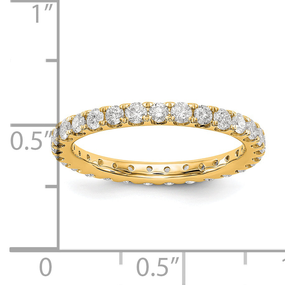 14k Yellow Gold 1 Ct. Lab Grown Diamond VS/SI+ G+ Shared Prong Eternity Band Ring