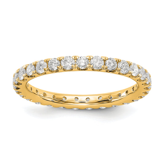 14k Yellow Gold 1 Ct. Lab Grown Diamond VS/SI+ G+ Shared Prong Eternity Band Ring