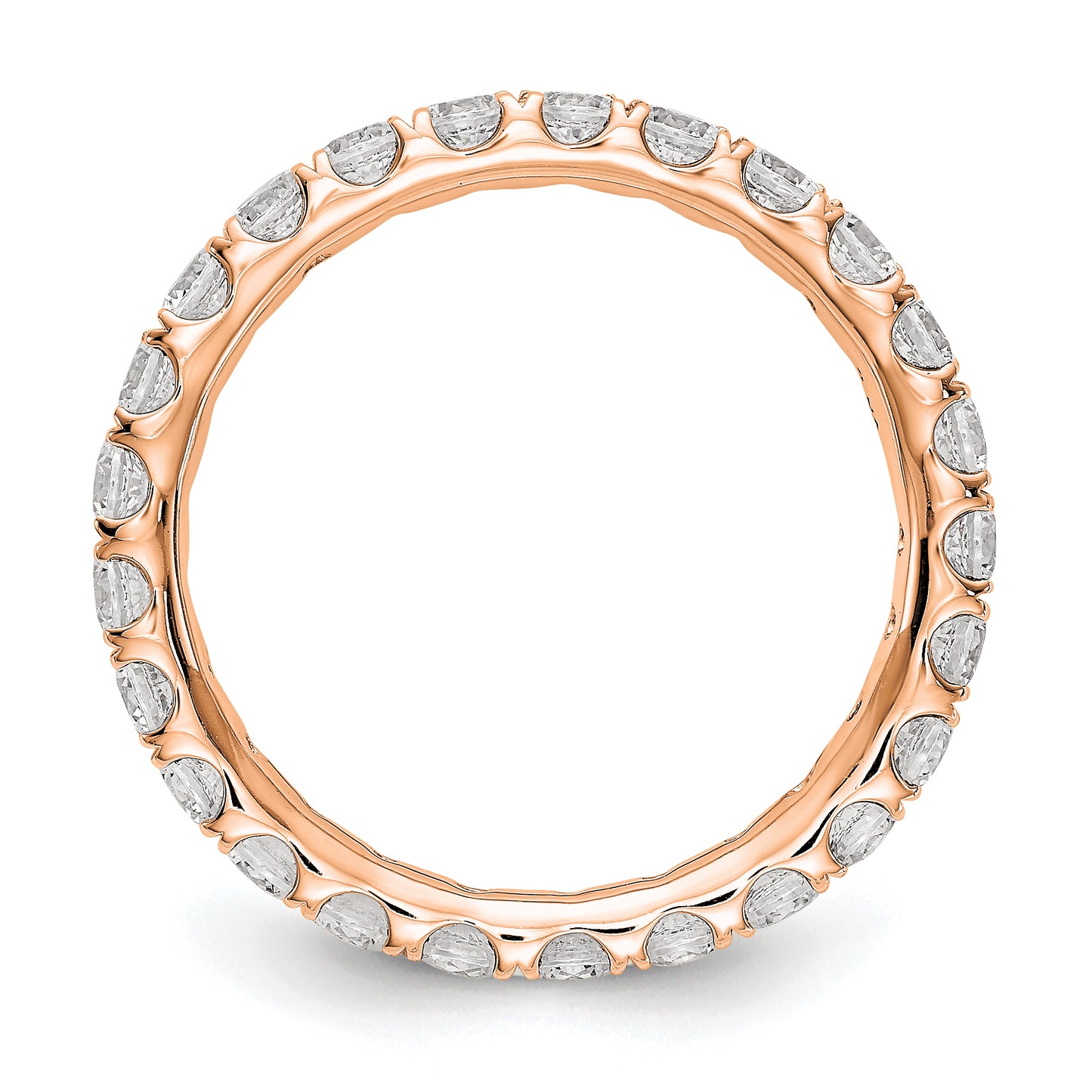 14k Rose Gold 1 1/2 Ct. Lab Grown Diamond VS/SI+ G+ Shared Prong Eternity Band Ring