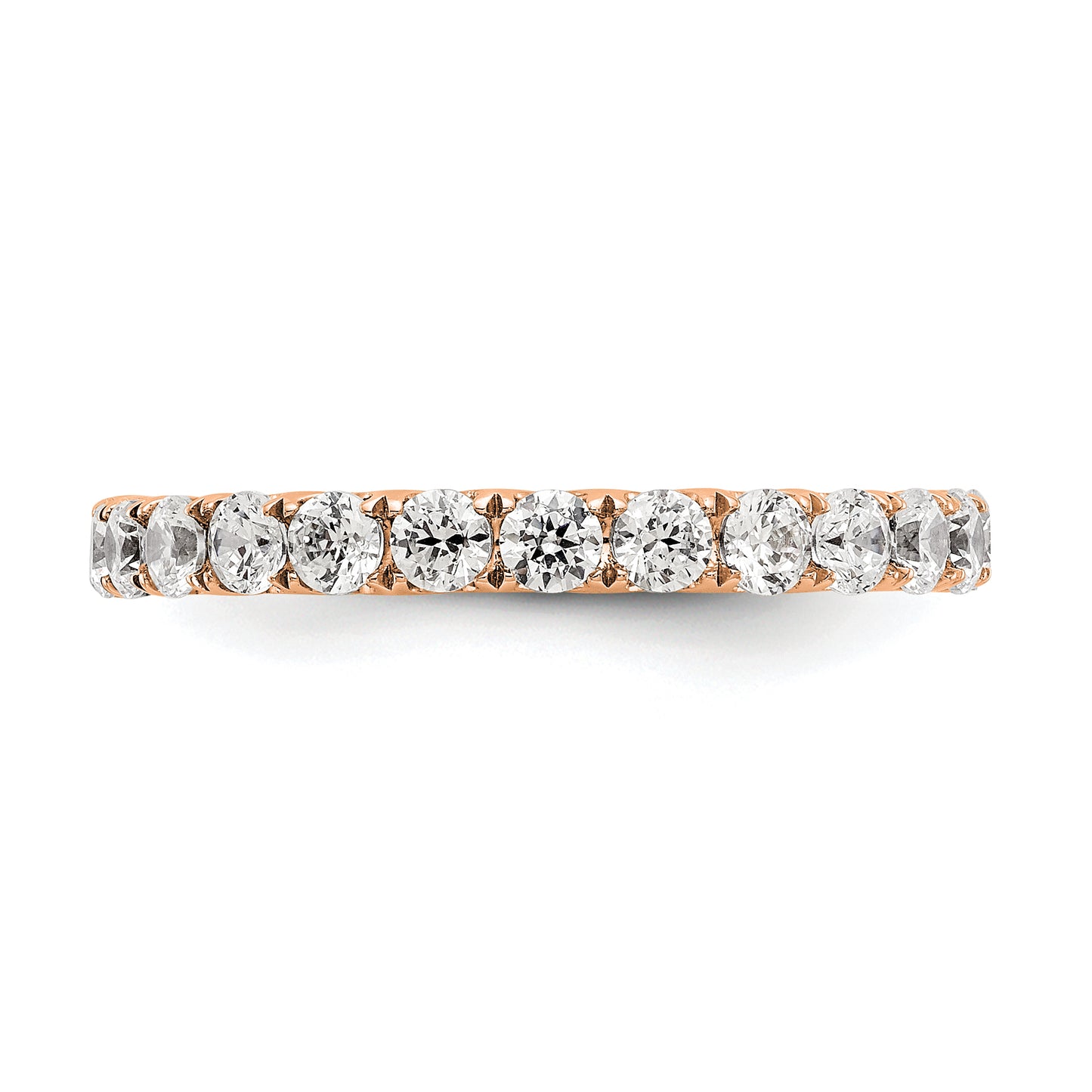 14k Rose Gold 1 1/2 Ct. Lab Grown Diamond VS/SI+ G+ Shared Prong Eternity Band Ring