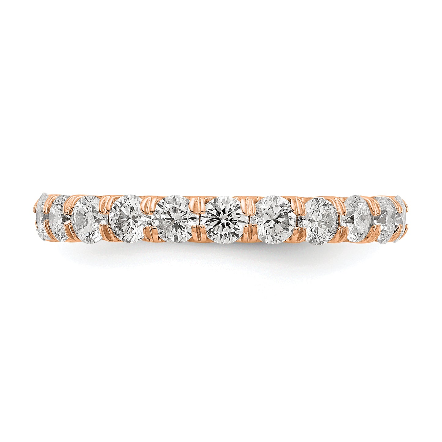 14k Rose Gold 2 Ct. Lab Grown Diamond VS/SI+ G+ Shared Prong Eternity Band Ring