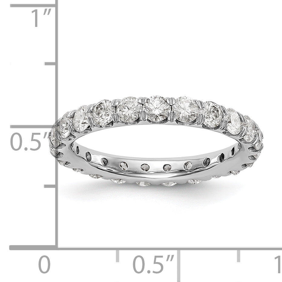 14k White Gold 2 Ct. Lab Grown Diamond VS/SI+ G+ Shared Prong Eternity Band Ring