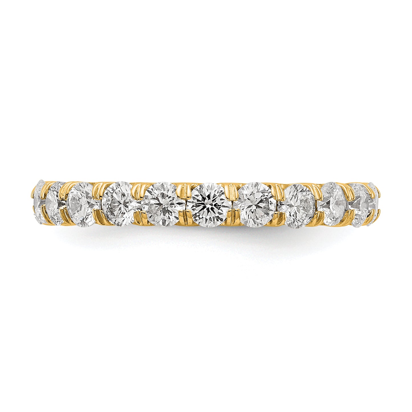 14k Yellow Gold 2 Ct. Lab Grown Diamond VS/SI+ G+ Shared Prong Eternity Band Ring