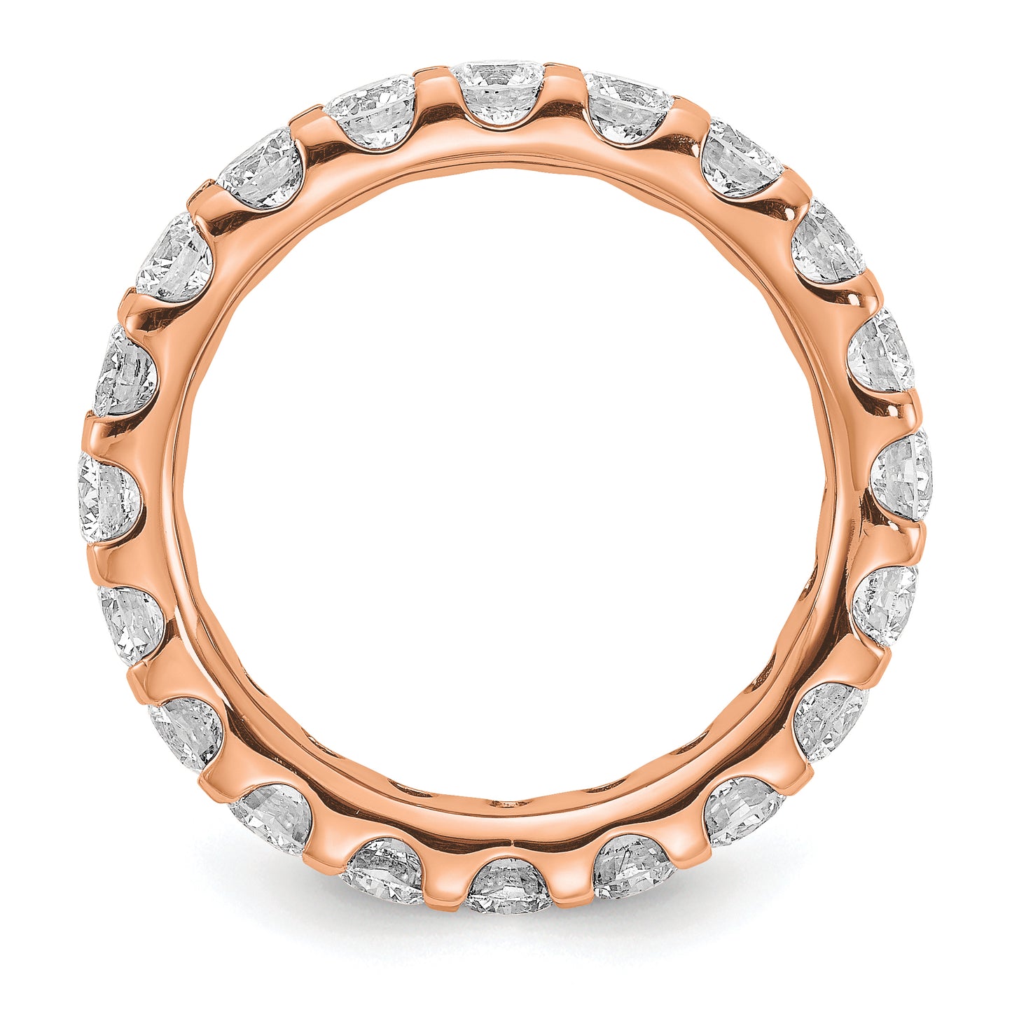 14k Rose Gold 3 Ct. Lab Grown Diamond VS/SI+ G+ Shared Prong Eternity Band Ring