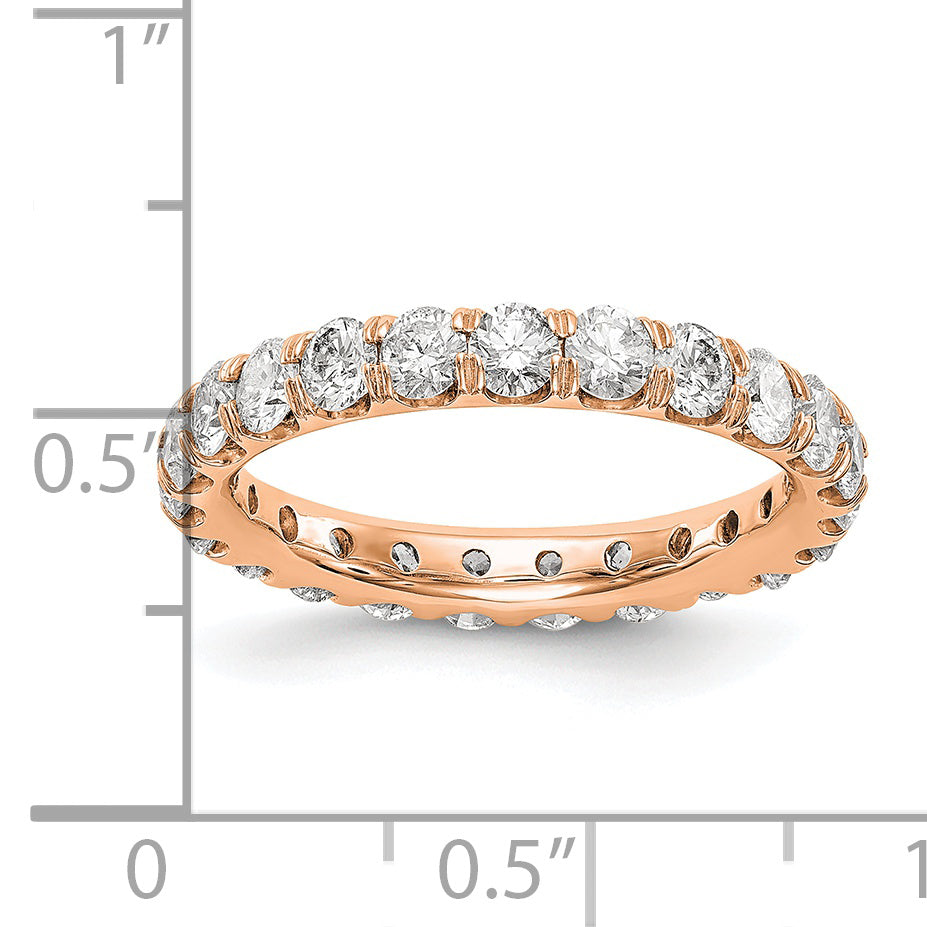 14k Rose Gold 3 Ct. Lab Grown Diamond VS/SI+ G+ Shared Prong Eternity Band Ring