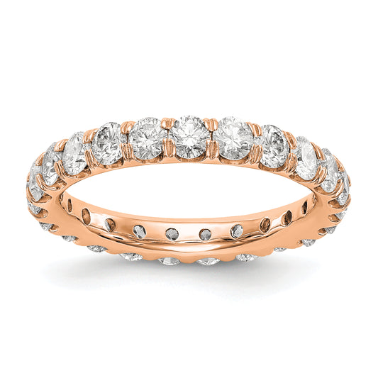 14k Rose Gold 3 Ct. Lab Grown Diamond VS/SI+ G+ Shared Prong Eternity Band Ring