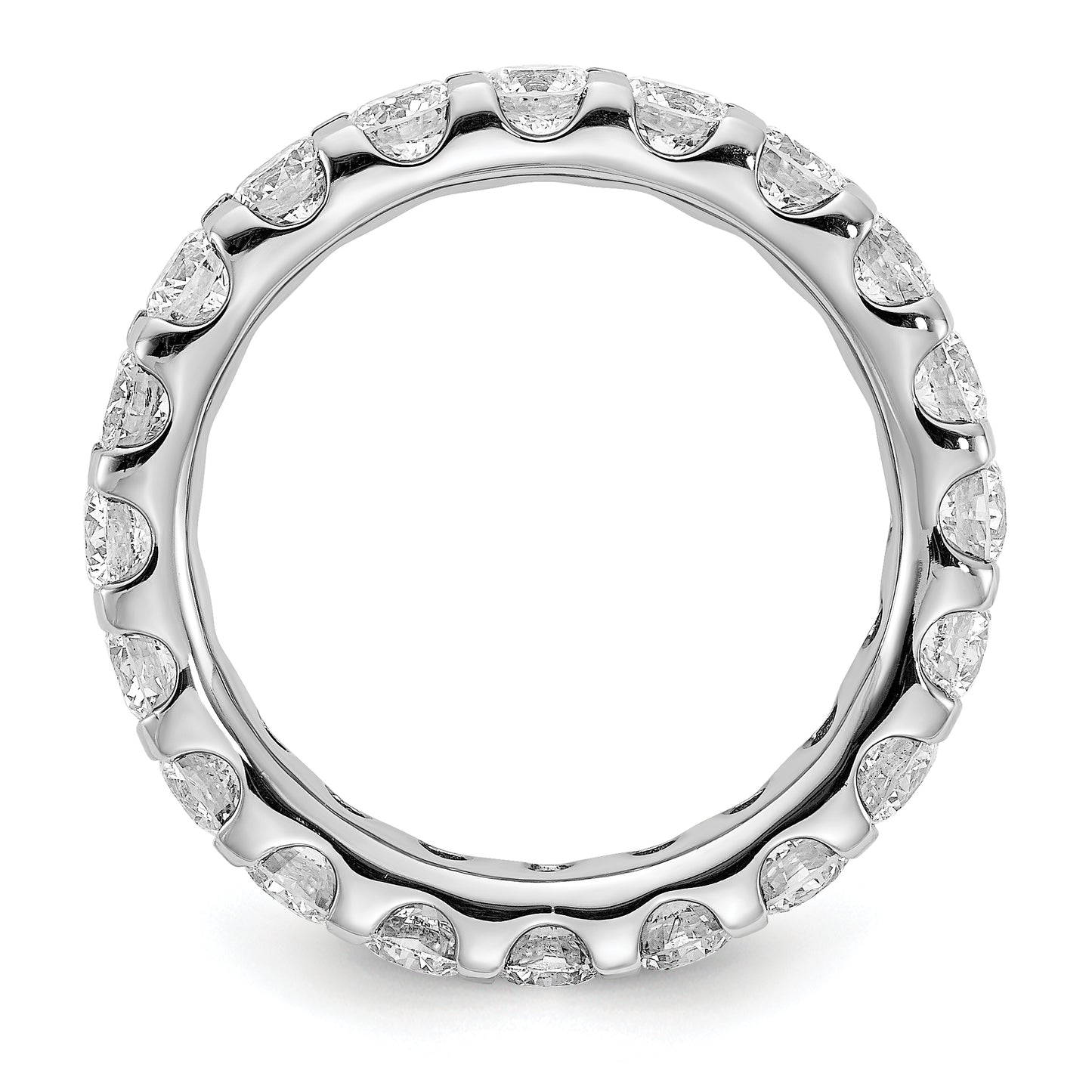 14k White Gold 3 Ct. Lab Grown Diamond VS/SI+ G+ Shared Prong Eternity Band Ring