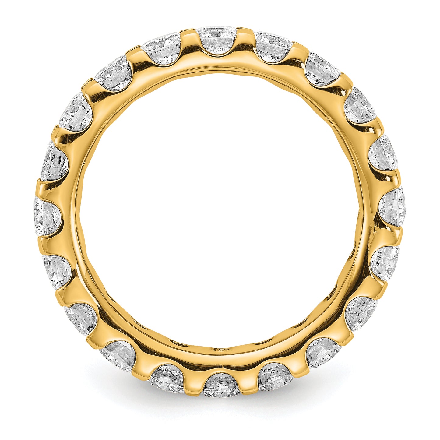 14k Yellow Gold 3 Ct. Lab Grown Diamond VS/SI+ G+ Shared Prong Eternity Band Ring