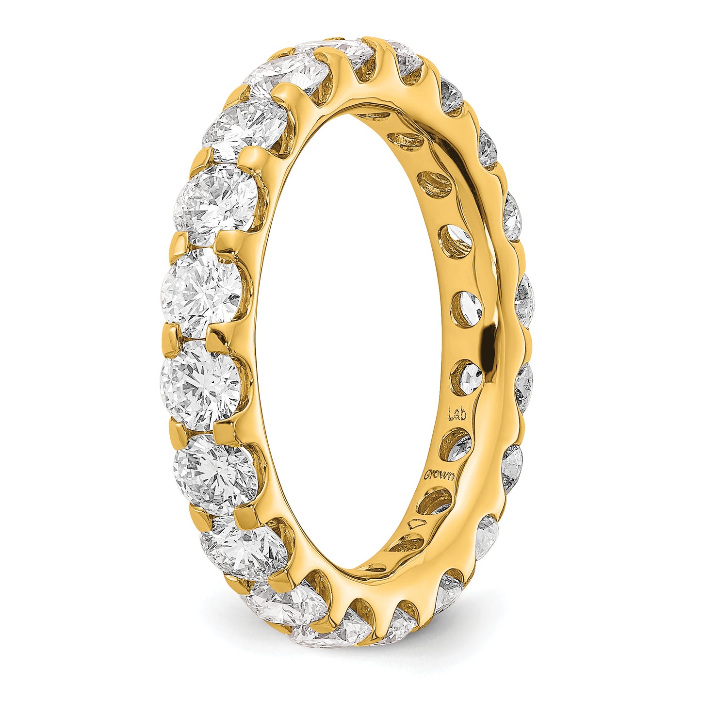 14k Yellow Gold 3 Ct. Lab Grown Diamond VS/SI+ G+ Shared Prong Eternity Band Ring