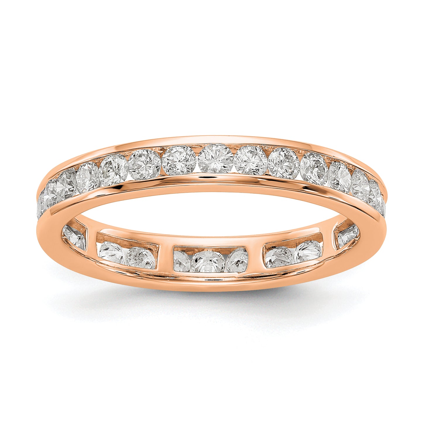 14k Rose Gold 1 Ct. Lab Grown Diamond VS/SI+ G+ Channel Set Eternity Band Ring