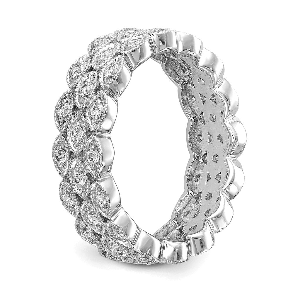 14k White Gold 1/2 Ct. Lab Grown Diamond VS/SI+ G+ Triple Row Marquise Size 5.5 Eternity Band