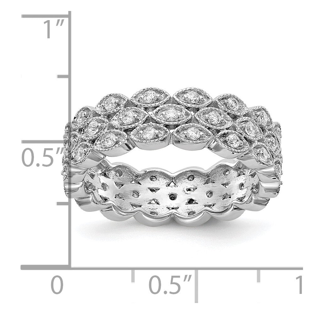 14k White Gold 1/2 Ct. Lab Grown Diamond VS/SI+ G+ Triple Row Marquise Size 5.5 Eternity Band