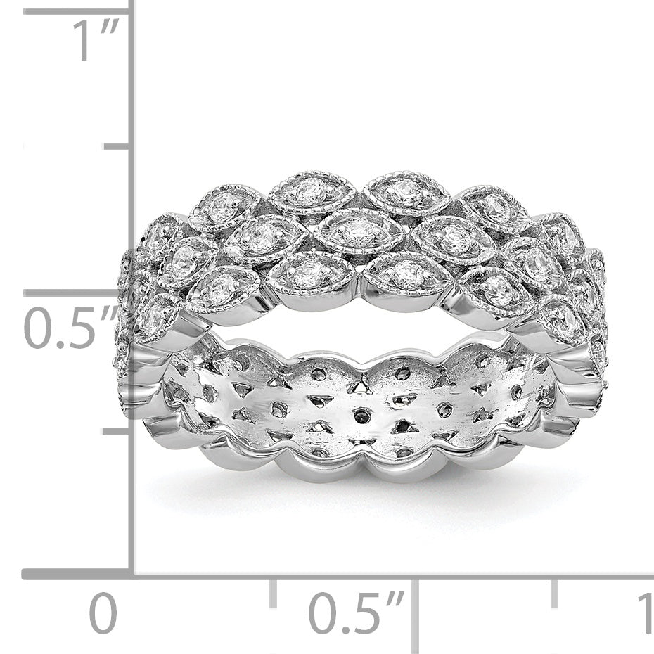 14k White Gold 1/2 Ct. Lab Grown Diamond VS/SI+ G+ Triple Row Marquise Eternity Band Ring