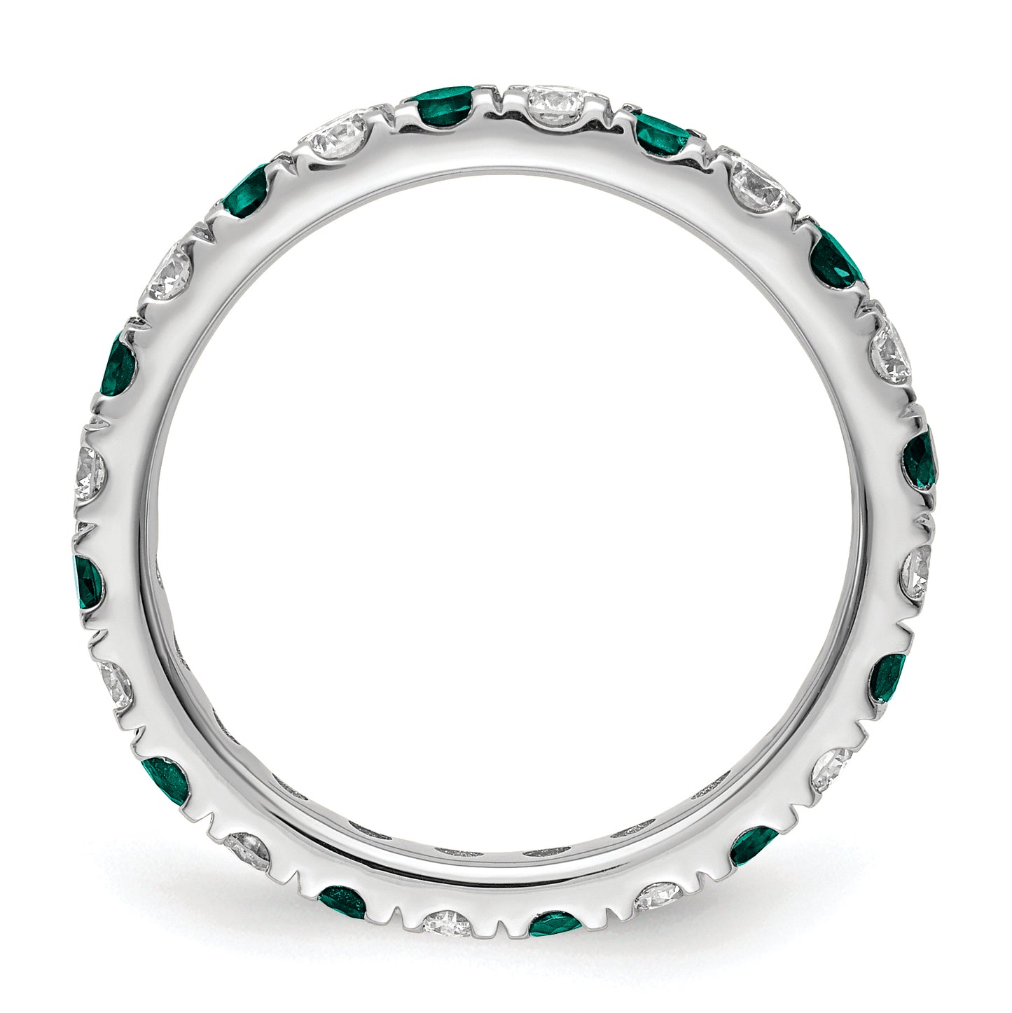 14k White Gold 3/4 Ct. Lab Grown Diamond VS/SI+ G+ and Lab Created Alexandrite Eternity Band Ring