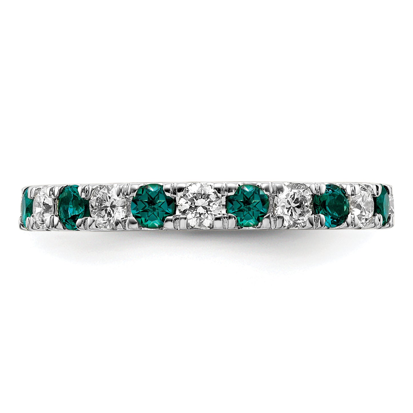 14k White Gold 3/4 Ct. Lab Grown Diamond VS/SI+ G+ and Lab Created Alexandrite Eternity Band Ring