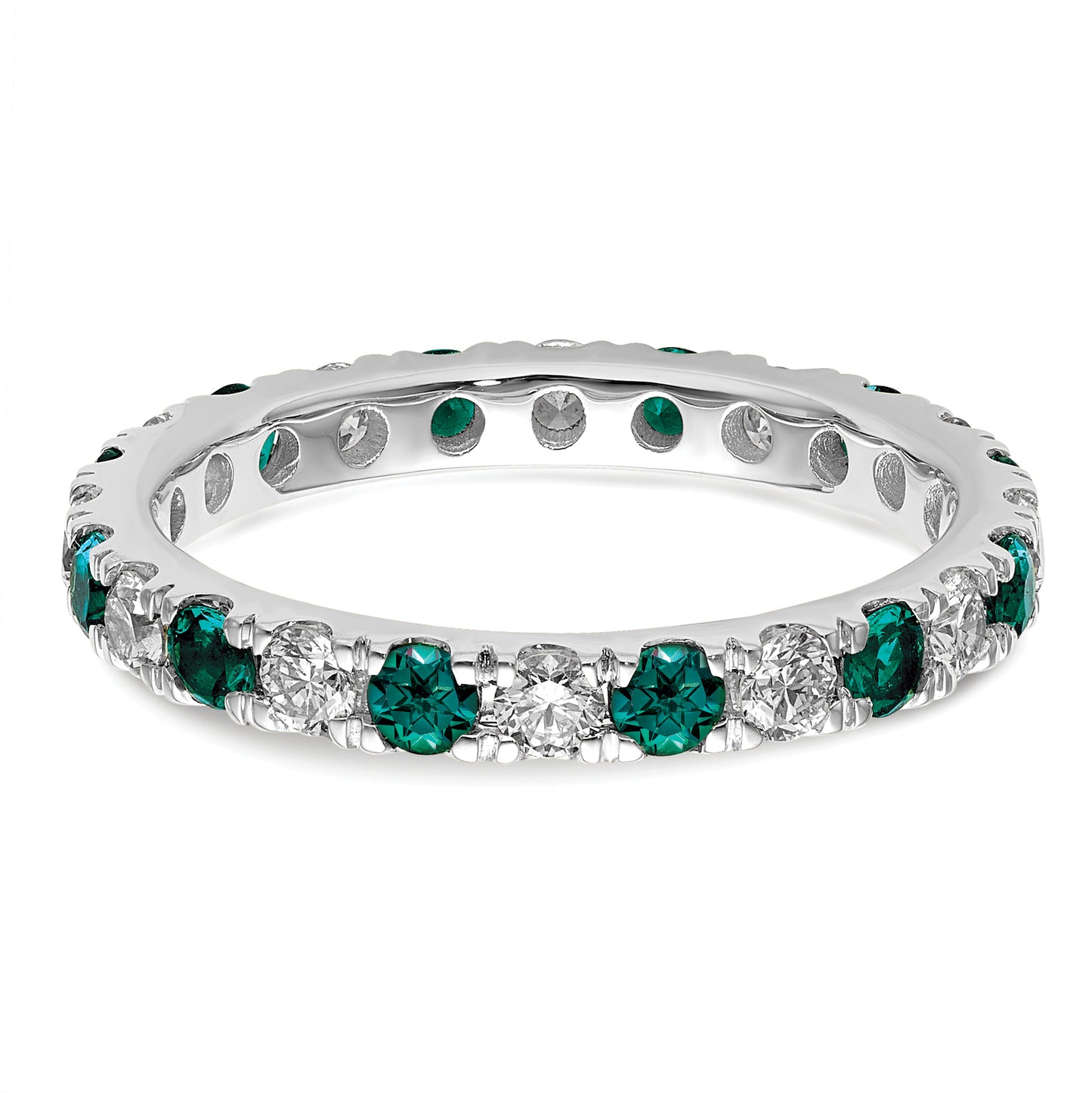 14k White Gold 3/4 Ct. Lab Grown Diamond VS/SI+ G+ and Lab Created Alexandrite Eternity Band Ring