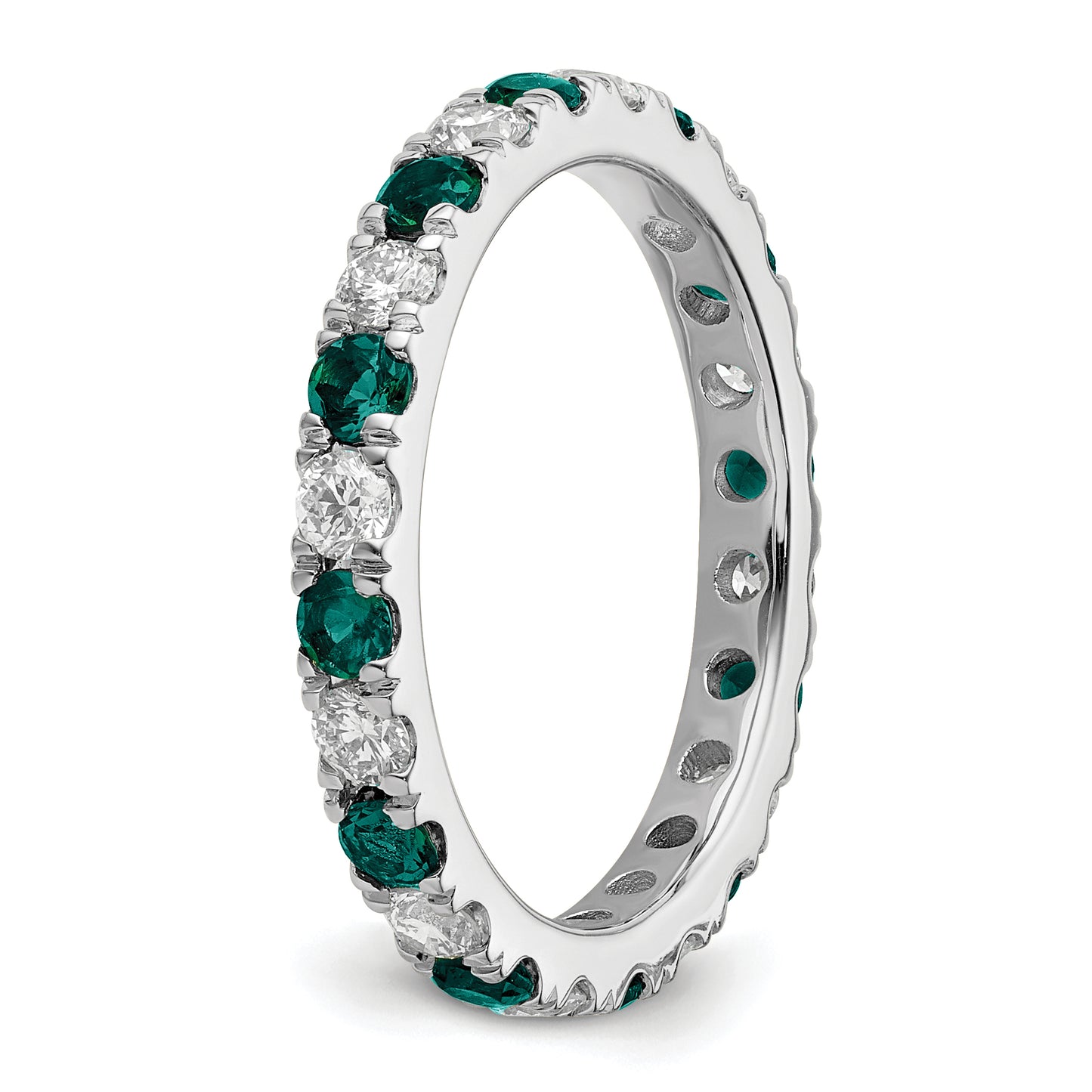 14k White Gold 7/8 Ct. Lab Grown Diamond VS/SI+ G+ and Lab Created Alexandrite Eternity Band Ring