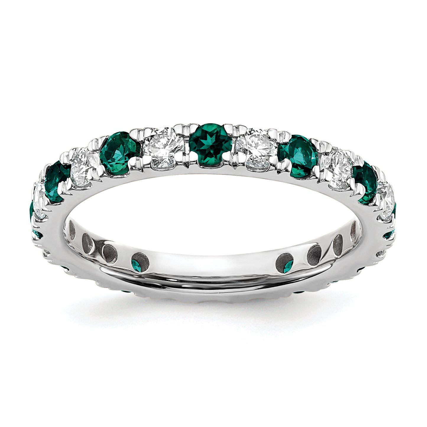 14k White Gold 7/8 Ct. Lab Grown Diamond VS/SI+ G+ and Lab Created Alexandrite Eternity Band Ring