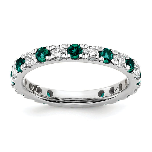 14k White Gold 3/8 Ct. Lab Grown Diamond VS/SI+ G+ and Lab Created Alexandrite Eternity Band Ring