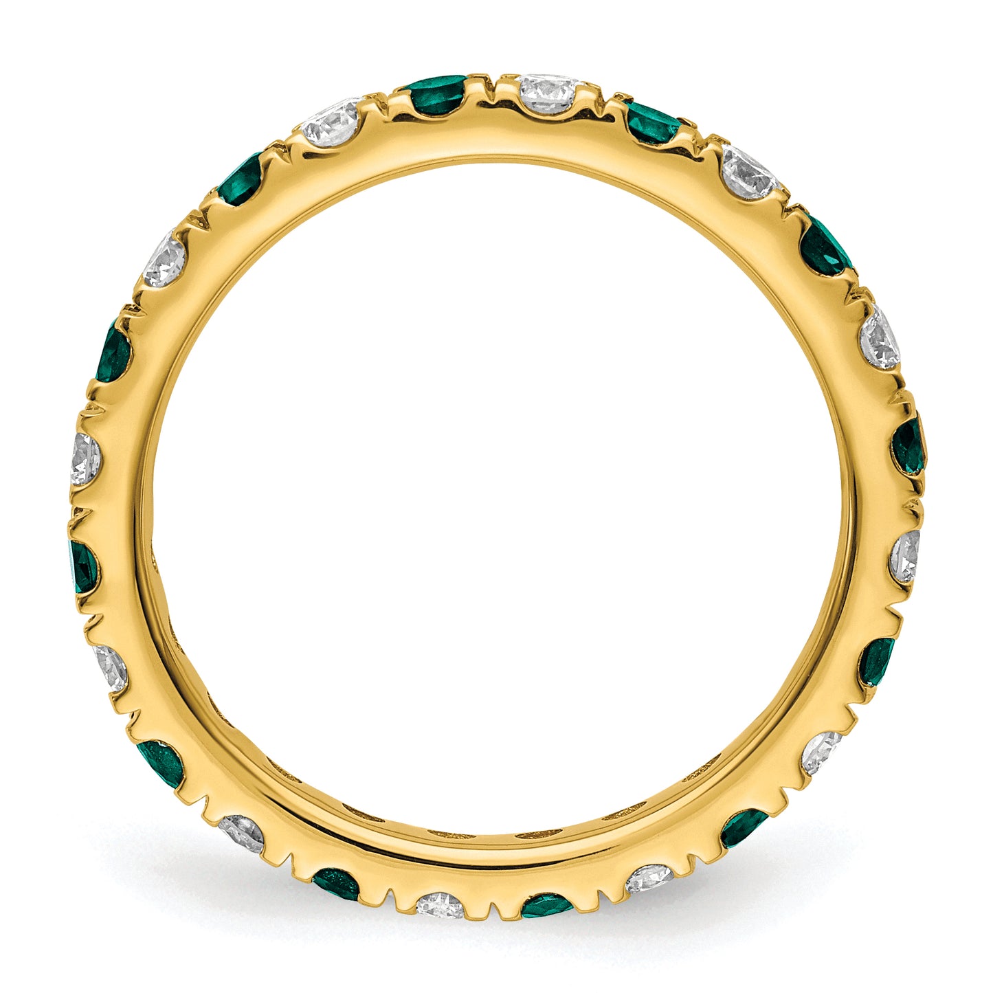 14k Yellow Gold 3/8 Ct. Lab Grown Diamond VS/SI+ G+ and Lab Created Alexandrite Eternity Band Ring