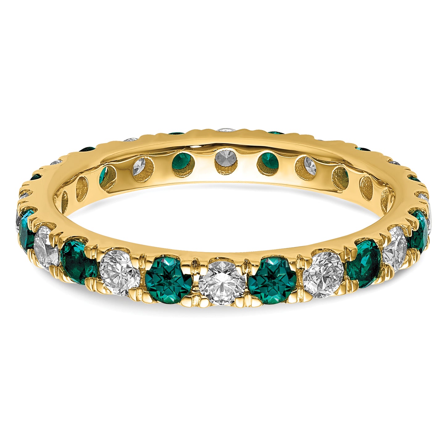 14k Yellow Gold 3/8 Ct. Lab Grown Diamond VS/SI+ G+ and Lab Created Alexandrite Eternity Band Ring