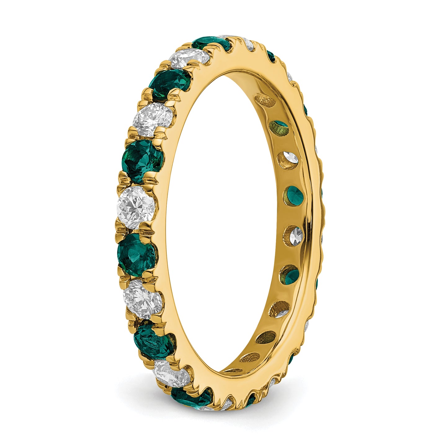 14k Yellow Gold 3/8 Ct. Lab Grown Diamond VS/SI+ G+ and Lab Created Alexandrite Eternity Band Ring