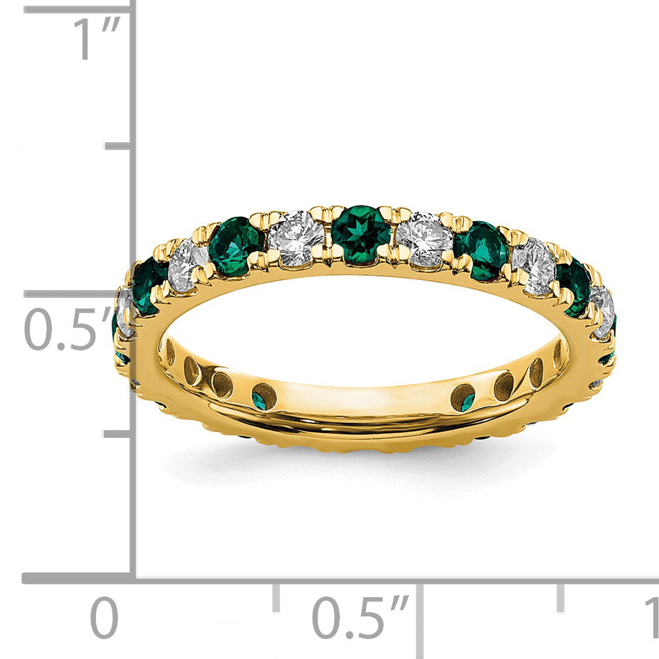 14k Yellow Gold 3/4 Ct. Lab Grown Diamond VS/SI+ G+ and Lab Created Alexandrite Eternity Band Ring