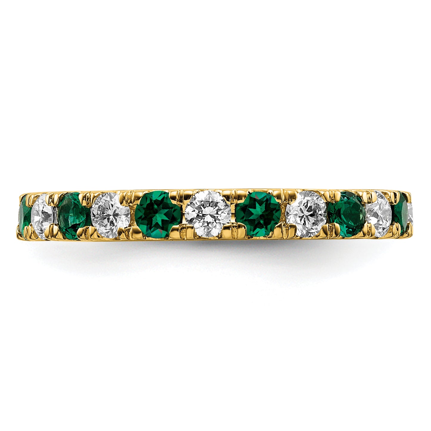 14k Yellow Gold 3/4 Ct. Lab Grown Diamond VS/SI+ G+ and Lab Created Emerald Eternity Band Ring