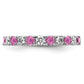 14k White Gold 3/4 Ct. Lab Grown Diamond VS/SI+ G+ and Lab Created Pink Sapphire Size 4 Eternity Band