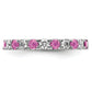 14k White Gold 3/4 Ct. Lab Grown Diamond VS/SI+ G+ and Lab Created Pink Sapphire Eternity Band Ring