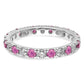 14k White Gold 3/4 Ct. Lab Grown Diamond VS/SI+ G+ and Lab Created Pink Sapphire Size 4 Eternity Band