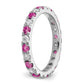 14k White Gold 3/4 Ct. Lab Grown Diamond VS/SI+ G+ and Lab Created Pink Sapphire Size 4 Eternity Band