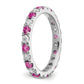 14k White Gold 7/8 Ct. Lab Grown Diamond VS/SI+ G+ and Lab Created Pink Sapphire Eternity Band Ring