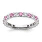 14k White Gold 3/4 Ct. Lab Grown Diamond VS/SI+ G+ and Lab Created Pink Sapphire Size 4 Eternity Band