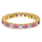 14k Yellow Gold 3/8 Ct. Lab Grown Diamond VS/SI+ G+ and Lab Created Pink Sapphire Eternity Band Ring