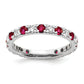 14k White Gold 7/8 Ct. Lab Grown Diamond VS/SI+ G+ and Lab Created Ruby Eternity Band Ring