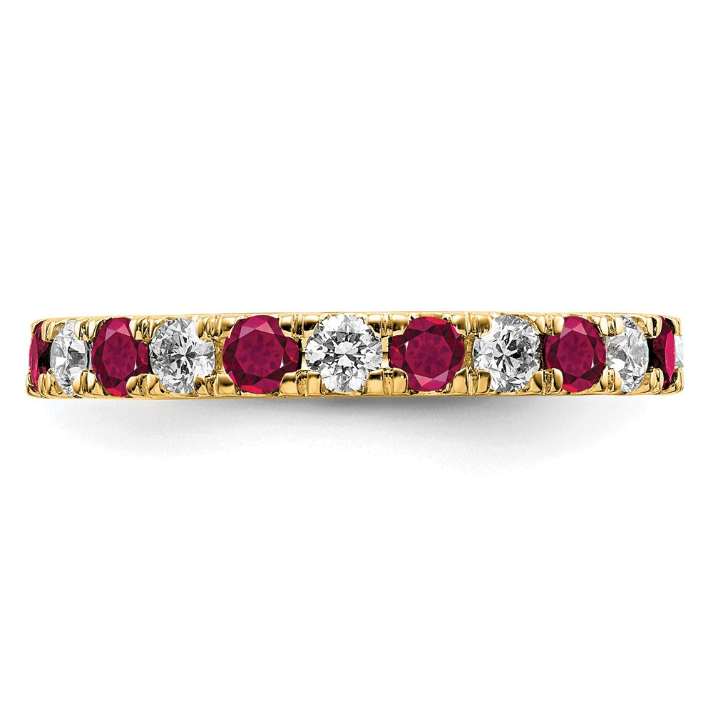 14k Yellow Gold 3/8 Ct. Lab Grown Diamond VS/SI+ G+ and Lab Created Ruby Size 5 Eternity Band