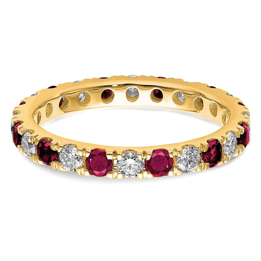 14k Yellow Gold 3/8 Ct. Lab Grown Diamond VS/SI+ G+ and Lab Created Ruby Size 5 Eternity Band