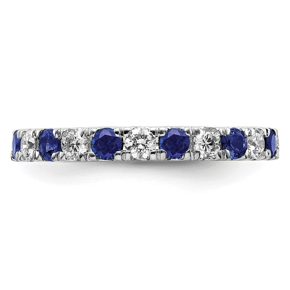 14k White Gold 3/8 Ct. Lab Grown Diamond VS/SI+ G+ and Lab Created Blue Sapphire Size 5 Eternity Band