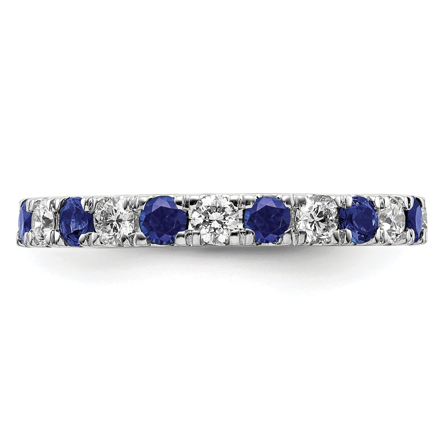 14k White Gold 3/4 Ct. Lab Grown Diamond VS/SI+ G+ and Lab Created Blue Sapphire Eternity Band Ring