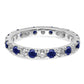 14k White Gold 3/8 Ct. Lab Grown Diamond VS/SI+ G+ and Lab Created Blue Sapphire Size 5 Eternity Band