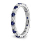 14k White Gold 3/8 Ct. Lab Grown Diamond VS/SI+ G+ and Lab Created Blue Sapphire Size 5 Eternity Band