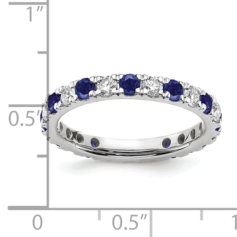 14k White Gold 3/8 Ct. Lab Grown Diamond VS/SI+ G+ and Lab Created Blue Sapphire Eternity Band Ring