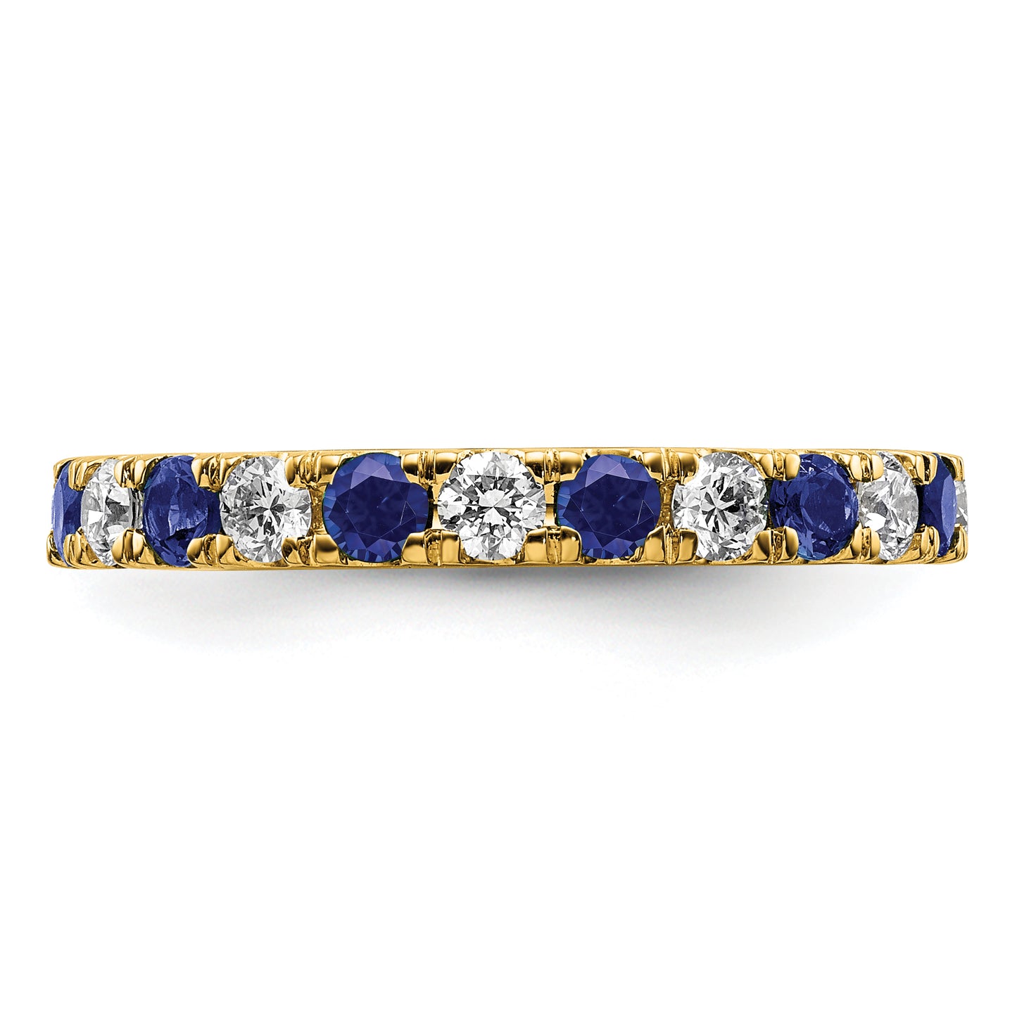 14k Yellow Gold 3/4 Ct. Lab Grown Diamond VS/SI+ G+ and Lab Created Blue Sapphire Eternity Band Ring