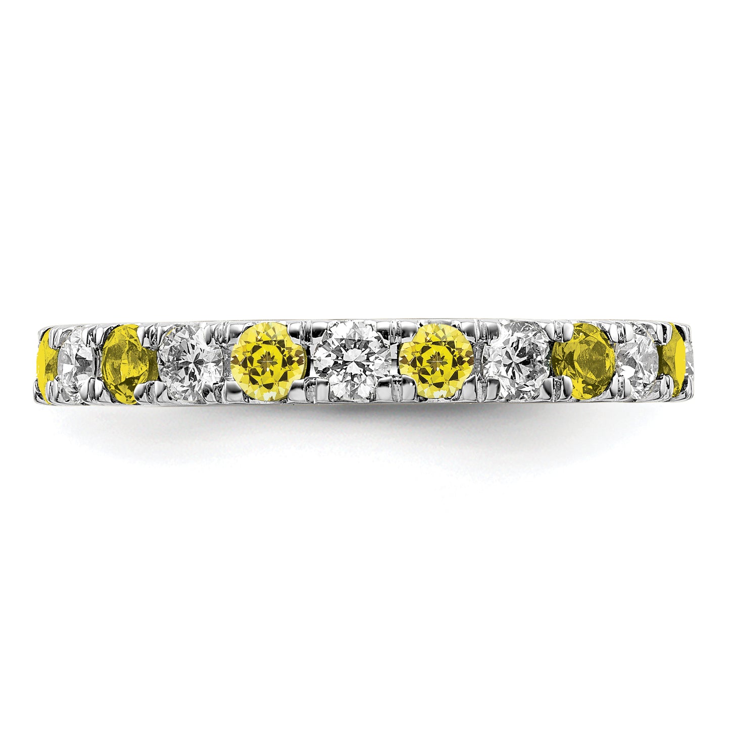 14k White Gold 3/8 Ct. Lab Grown Diamond VS/SI+ G+ and Lab Created Yellow Sapphire Eternity Band Ring