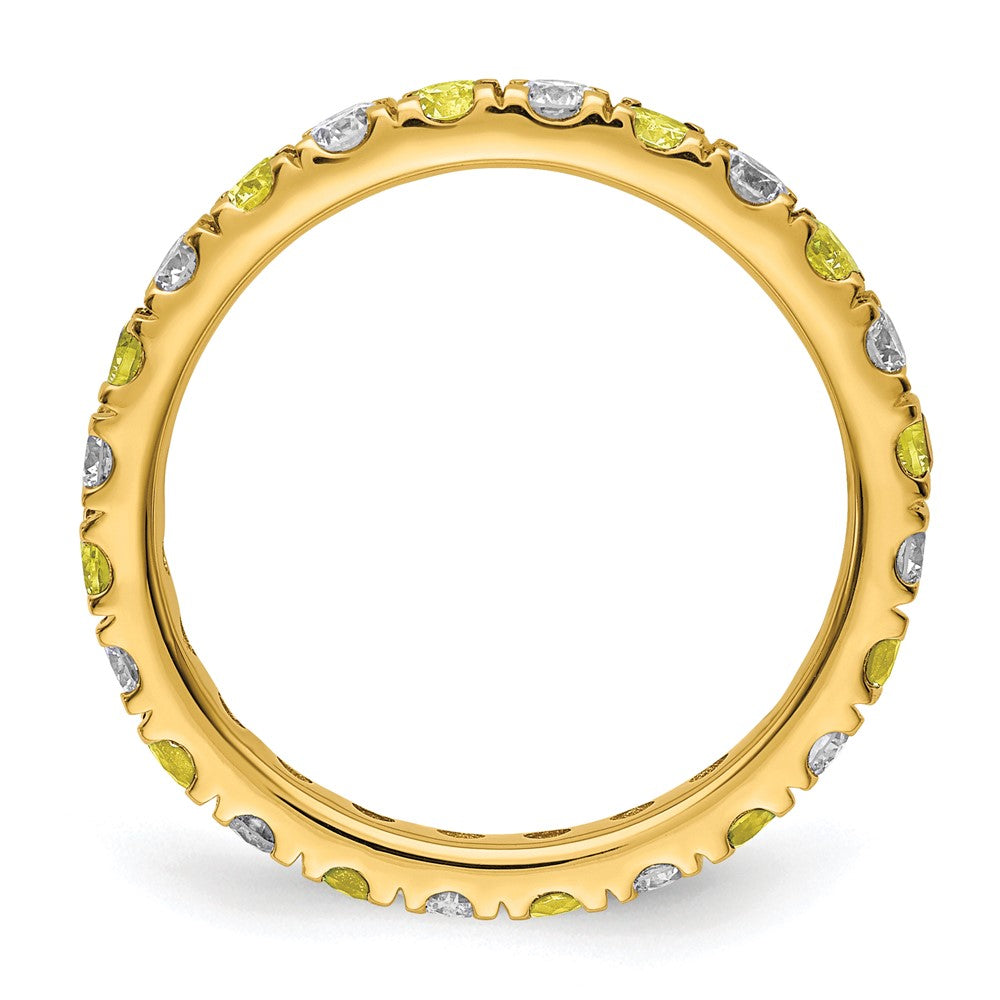 14k Yellow Gold 7/8 Ct. Lab Grown Diamond VS/SI+ G+ and Lab Created Sapphire Size 9 Eternity Band