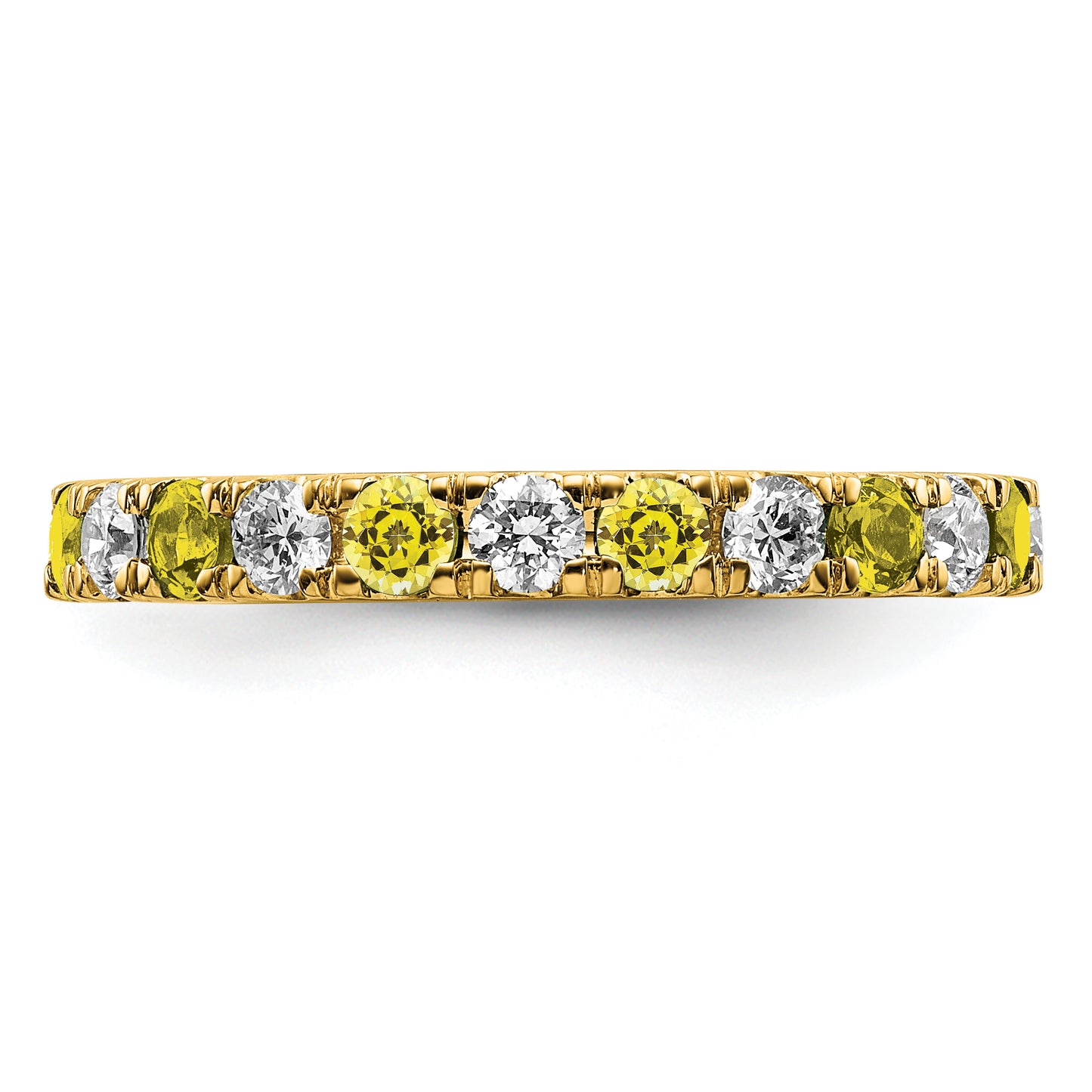 14k Yellow Gold 7/8 Ct. Lab Grown Diamond VS/SI+ G+ and Lab Created Sapphire Eternity Band Ring