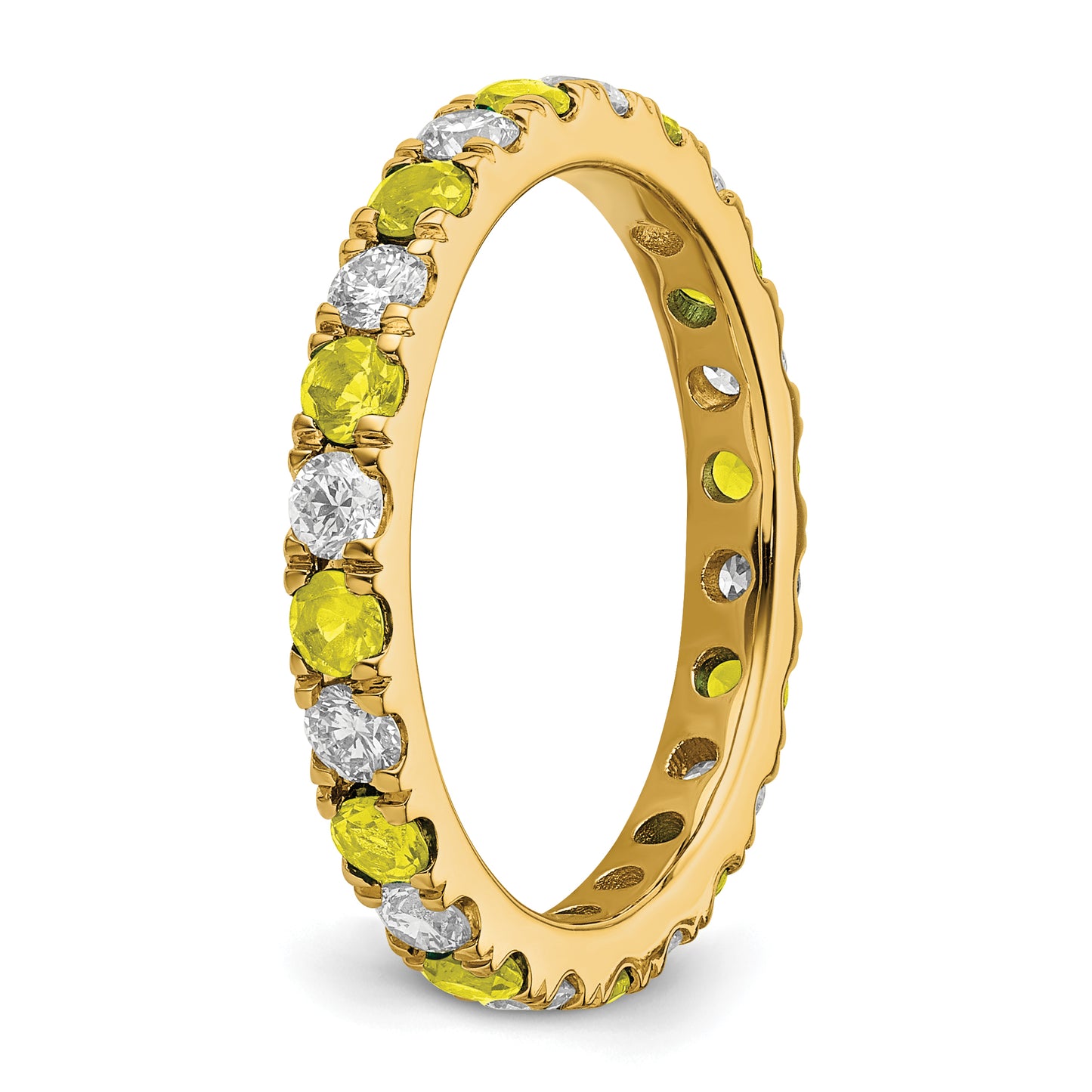 14k Yellow Gold 3/4 Ct. Lab Grown Diamond VS/SI+ G+ and Lab Created Sapphire Eternity Band Ring