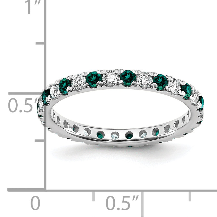 14k White Gold 3/8 Ct. Lab Grown Diamond VS/SI+ G+ and Lab Created Alexandrite Eternity Band Ring